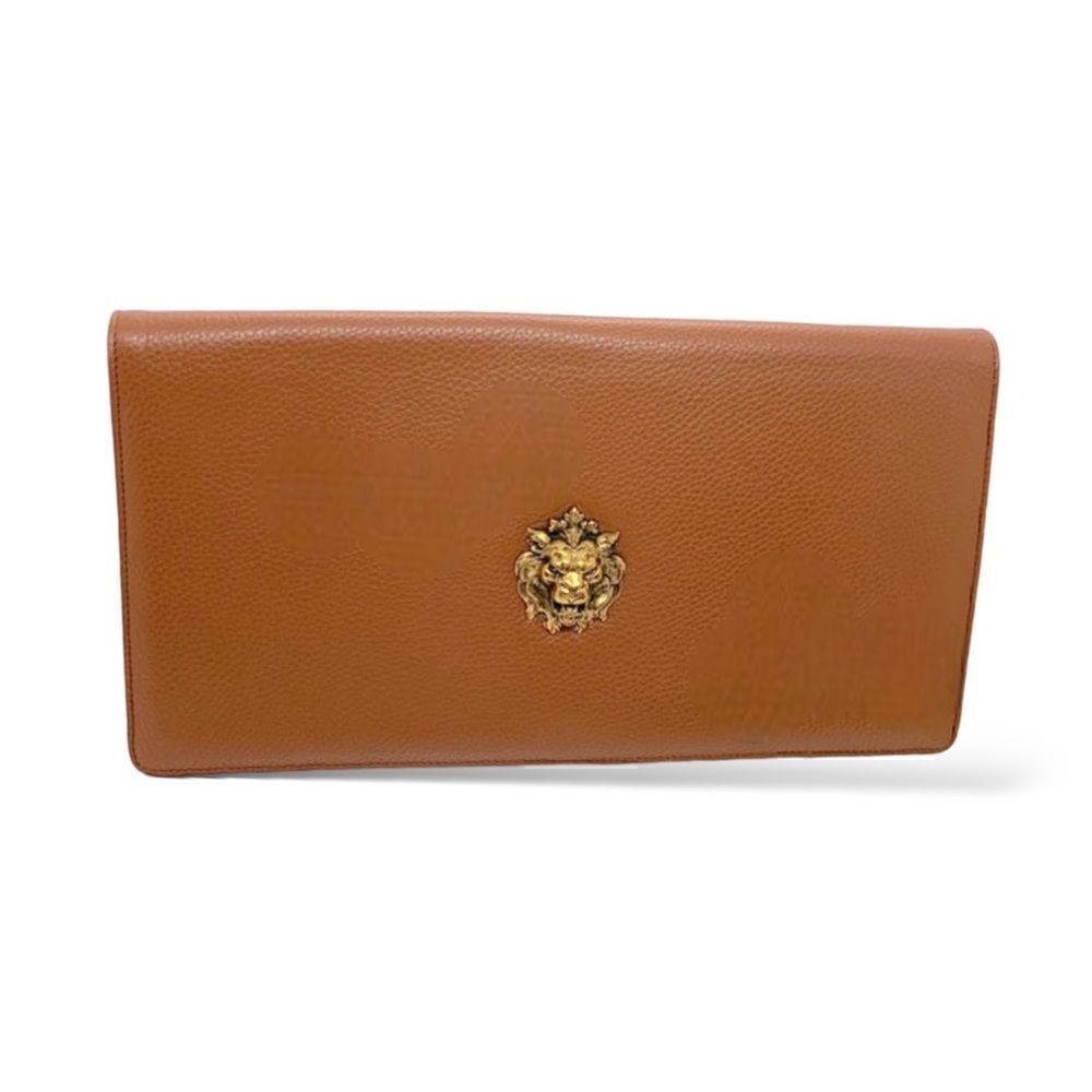 ELA STONE Paris Grained Cognac Leather Clutch